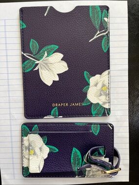 NEW❗️Draper James Purple Floral Passport Holder & Tag Set